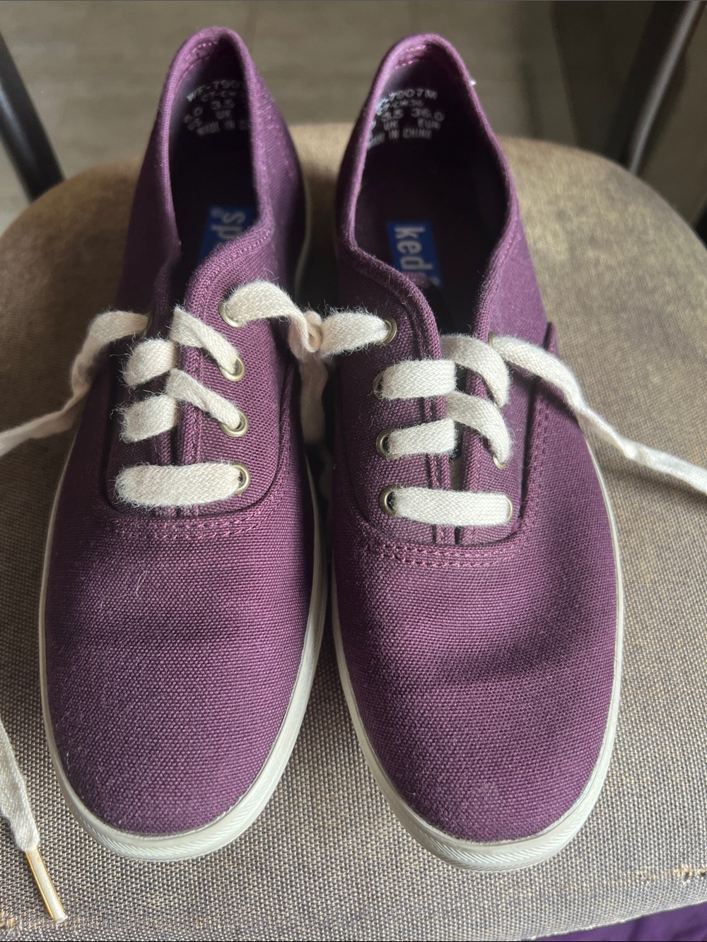 NWOT Keds Women's Plum Canvas Sneakers with White Laces